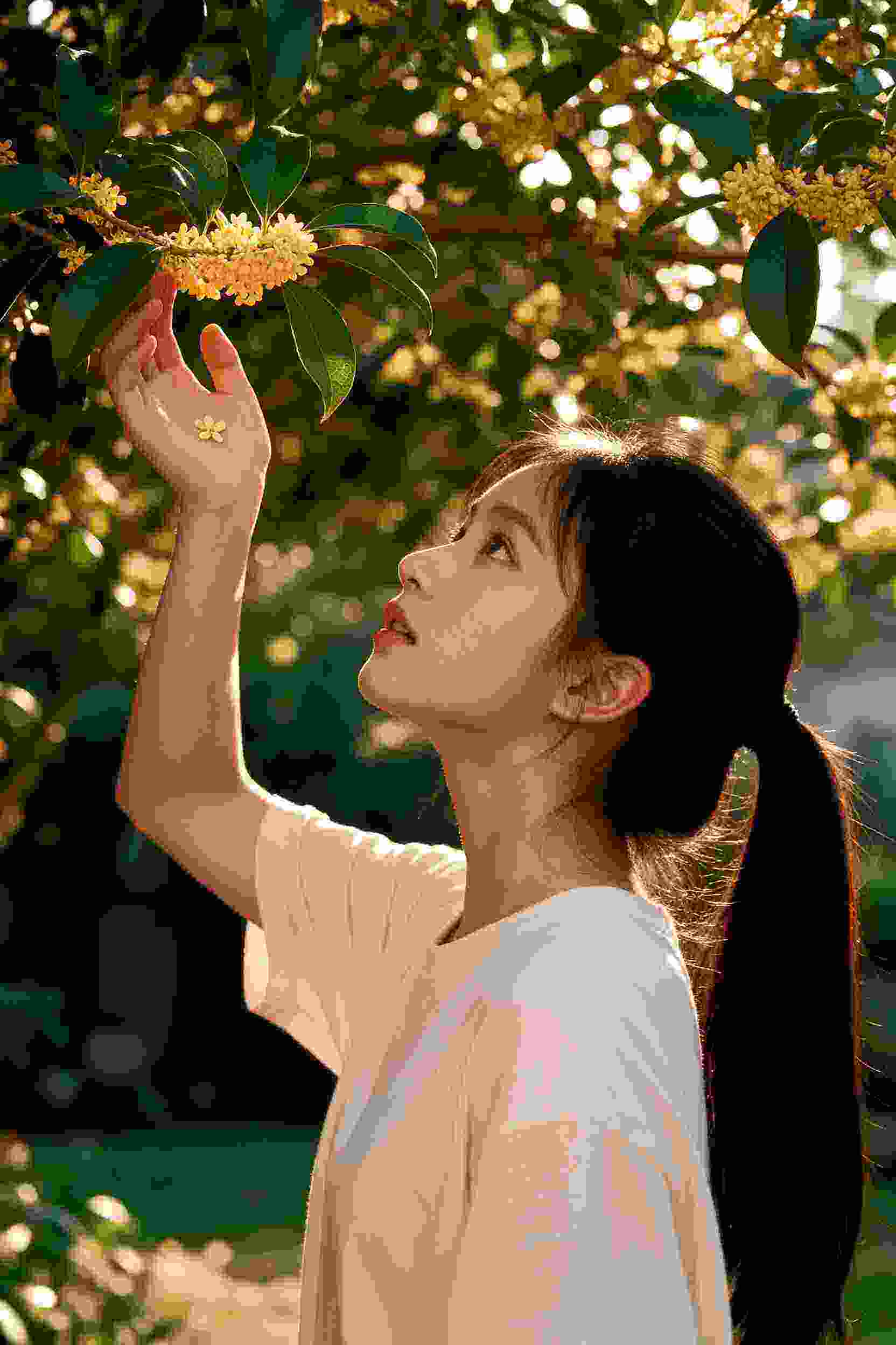 逆光中的她